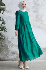 Guipure - Spitzen - Maxikleid – Smaragd
