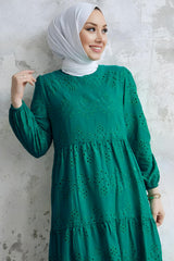 Guipure - Spitzen - Maxikleid – Smaragd