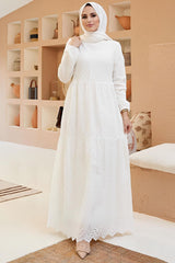 Maxikleid Mit Guipure In Ecru
