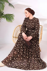 Mehrfarbiges Chiffon - Maxikleid