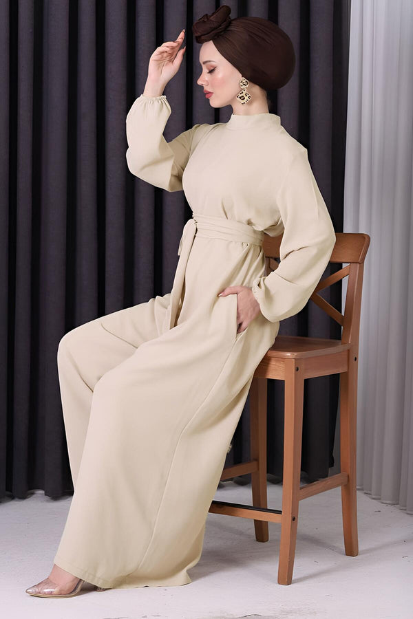 Jumpsuit Met Halve Col In Stone