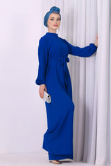 Jumpsuit Met Halve Col In Koningsblauw