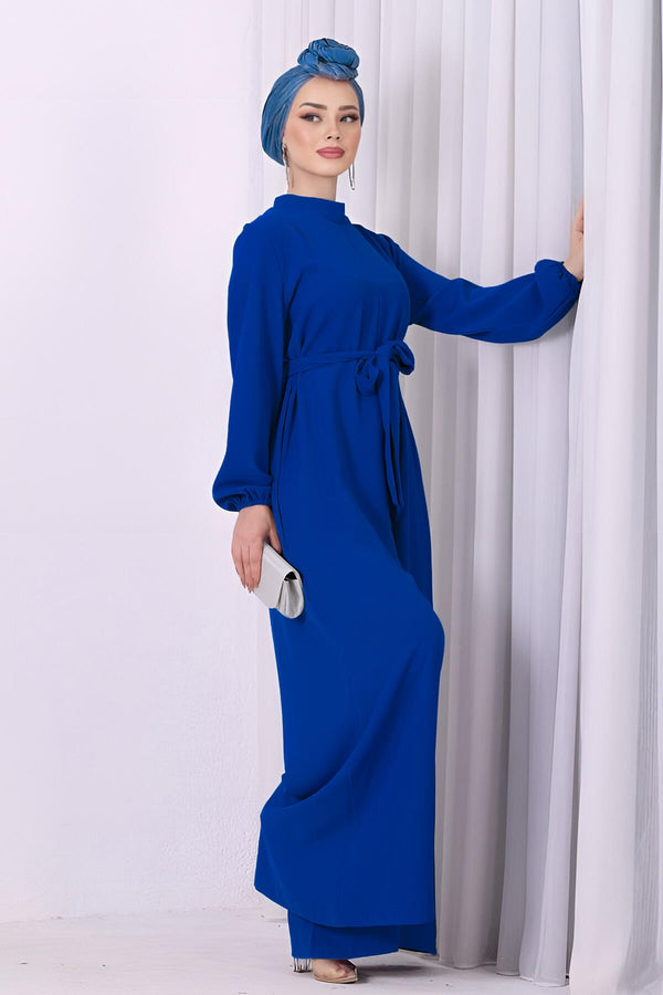 Jumpsuit Met Halve Col In Koningsblauw