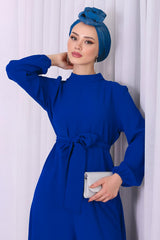 Jumpsuit Met Halve Col In Koningsblauw