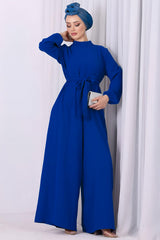 Jumpsuit Met Halve Col In Koningsblauw