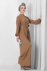 Jumpsuit Met Halve Col In Bruin