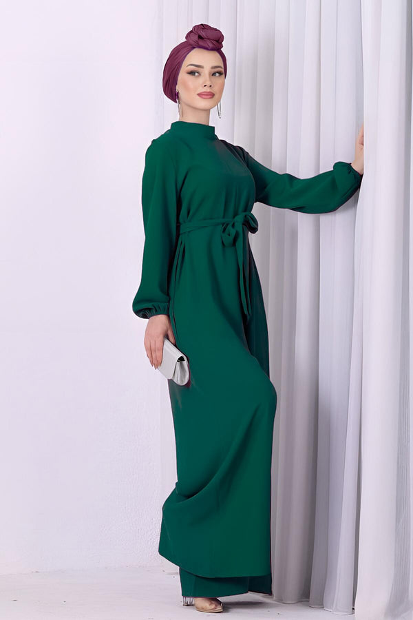 Jumpsuit Met Halve Col In Smaragdgroen