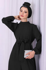 Jumpsuit Met Halve Col In Zwart