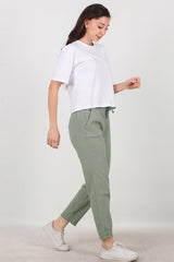 Katoenen Broek Met Franjes — Khaki