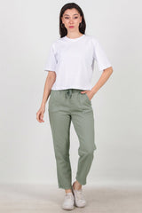 Katoenen Broek Met Franjes — Khaki