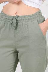 Katoenen Broek Met Franjes — Khaki