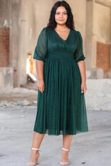 Abendkleid Mit Plissee In Der Taille – Grün