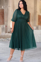 Abendkleid Mit Plissee In Der Taille – Grün