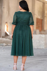 Abendkleid Mit Plissee In Der Taille – Grün