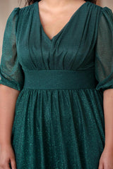Abendkleid Mit Plissee In Der Taille – Grün