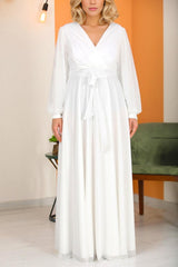 Plus - Size Lange Glitter Galajurk – Off - White
