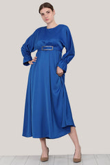 Satin - Maxikleid – Royalblau