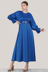 Satin - Maxikleid – Royalblau
