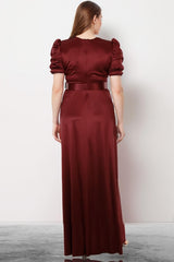 Satin - Abendkleid In Großen Größen – Bordeaux