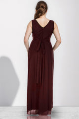 Bordeauxfarbenes Glitzer - Abendkleid – Große Größen
