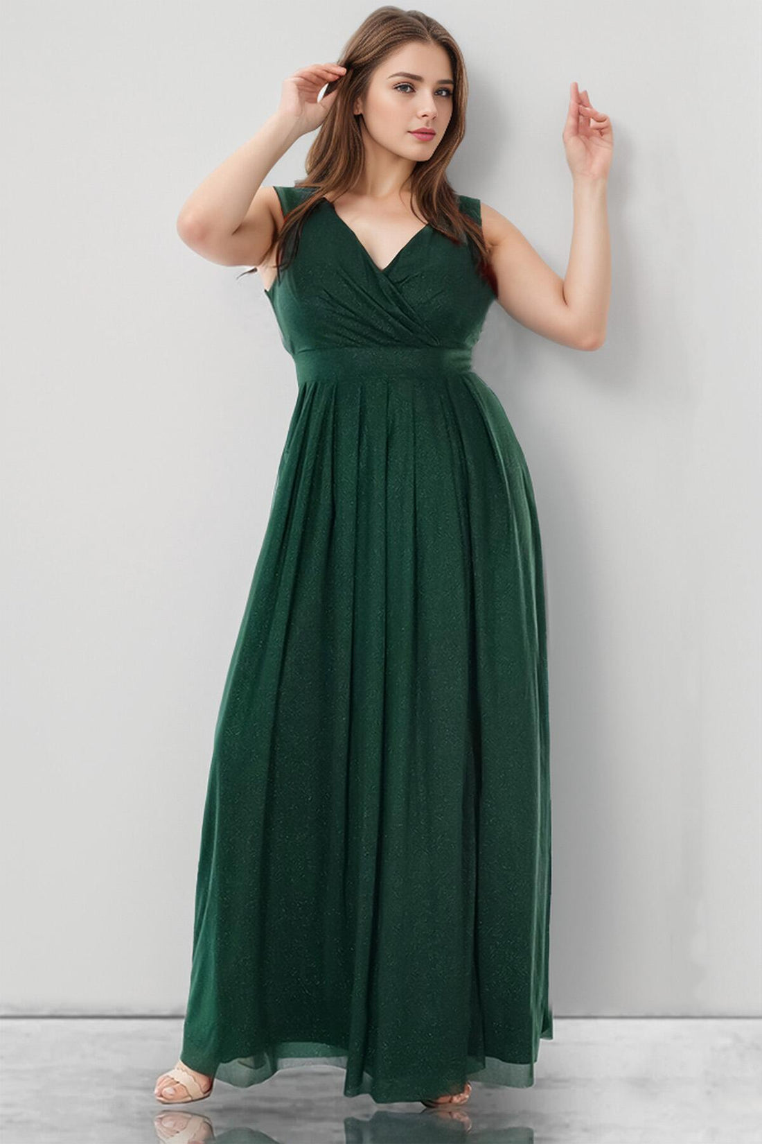 Smaragdgrünes Glitzer - Abendkleid – Große Größen