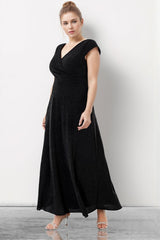 Langes Glitzerndes Abendkleid — Schwarz, Große Größen