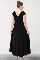 Langes Glitzerndes Abendkleid — Schwarz, Große Größen