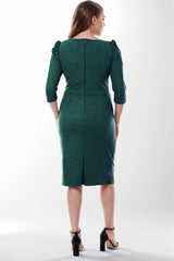 Midi - Kleid Mit Pailletten – Große Größen, Smaragdgrün