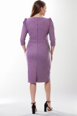 Midi - Abendkleid Mit Glitzer – Große Größen, Violett