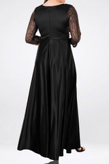 Langes Abendkleid Aus Satin — Große Größe, Schwarz