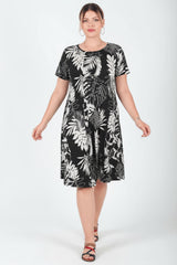 Kurzarmkleid, Ecru — Große Größen