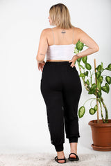 Plus‑Size Harembroek Met Stenen In De Zijnaad — Zwart