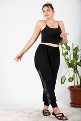 Plus - Size Şalvar Met Stenen Langs De Zijkant – Zwart