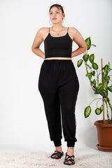 Plus - Size Şalvar Met Stenen Langs De Zijkant – Zwart