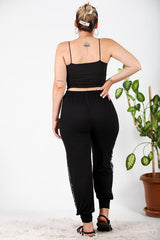 Plus - Size Şalvar Met Stenen Langs De Zijkant – Zwart