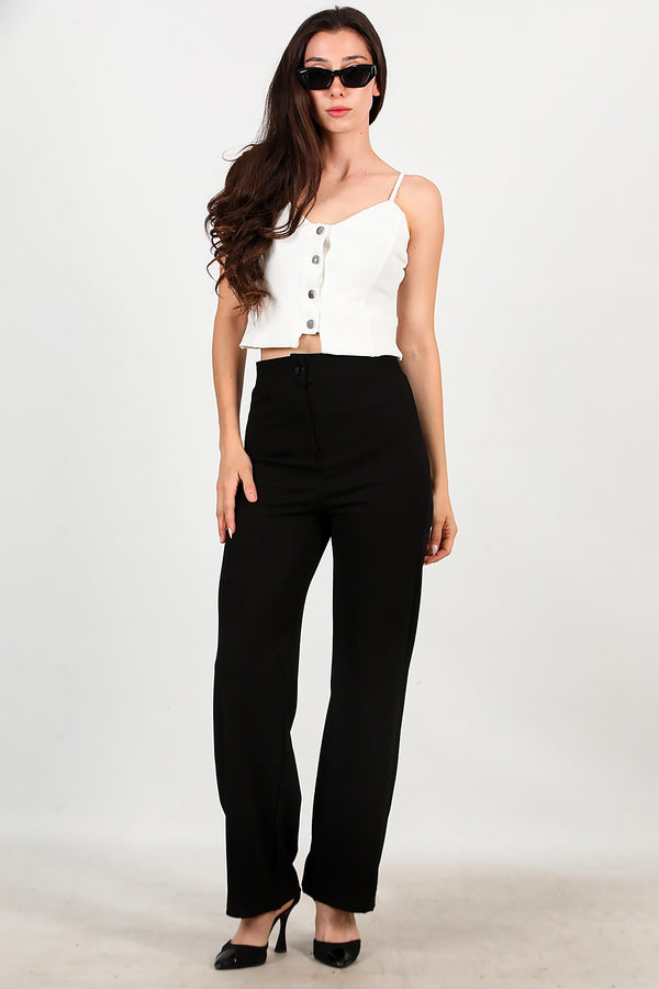 Palazzo‑Broek Van Crêpe – Zwart