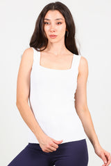 Gerippter Pullover Mit Eckigem Ausschnitt – Offwhite