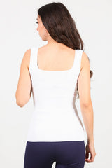 Gerippter Pullover Mit Eckigem Ausschnitt – Offwhite