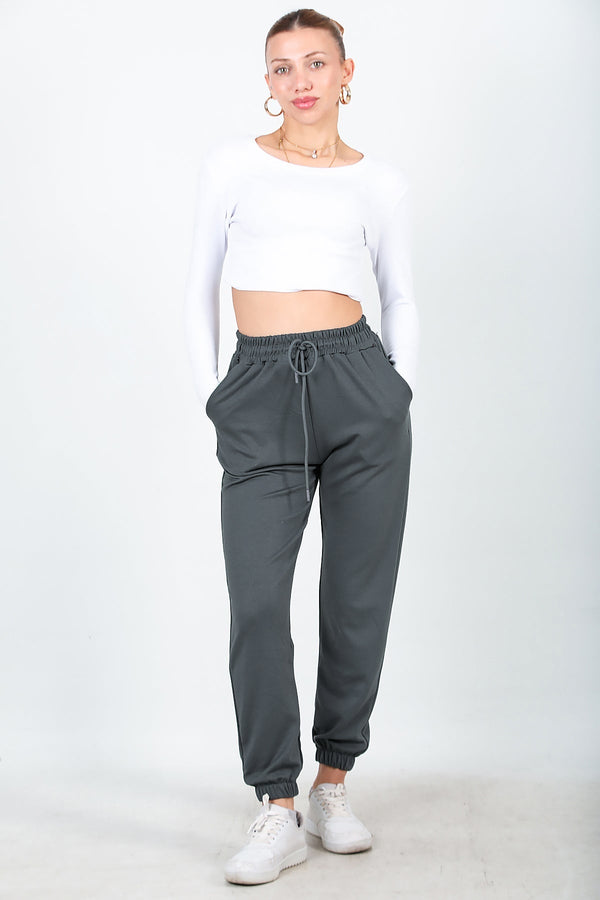 Joggingbroek Met Elastische Boorden In Antraciet