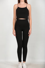 High - Waist Glanzlegging – Zwart