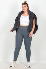 Geribde Legging, Grote Maat – Antraciet