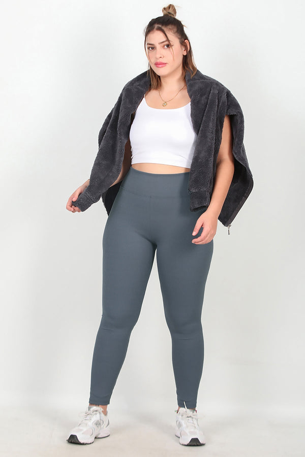 Geribde Legging, Grote Maat – Antraciet