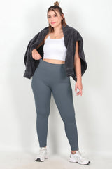 Geribde Legging, Grote Maat – Antraciet