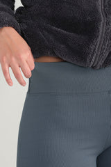 Geribde Legging, Grote Maat – Antraciet