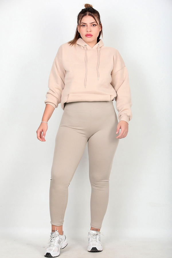 Geribde Legging, Grote Maat – Zand