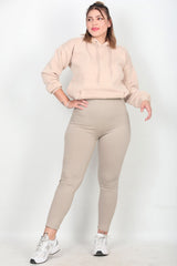 Geribde Legging, Grote Maat – Zand