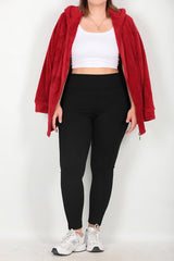 Geribbelde Legging In Plusmaat – Zwart