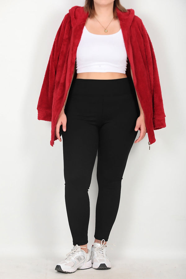 Geribbelde Legging In Plusmaat – Zwart
