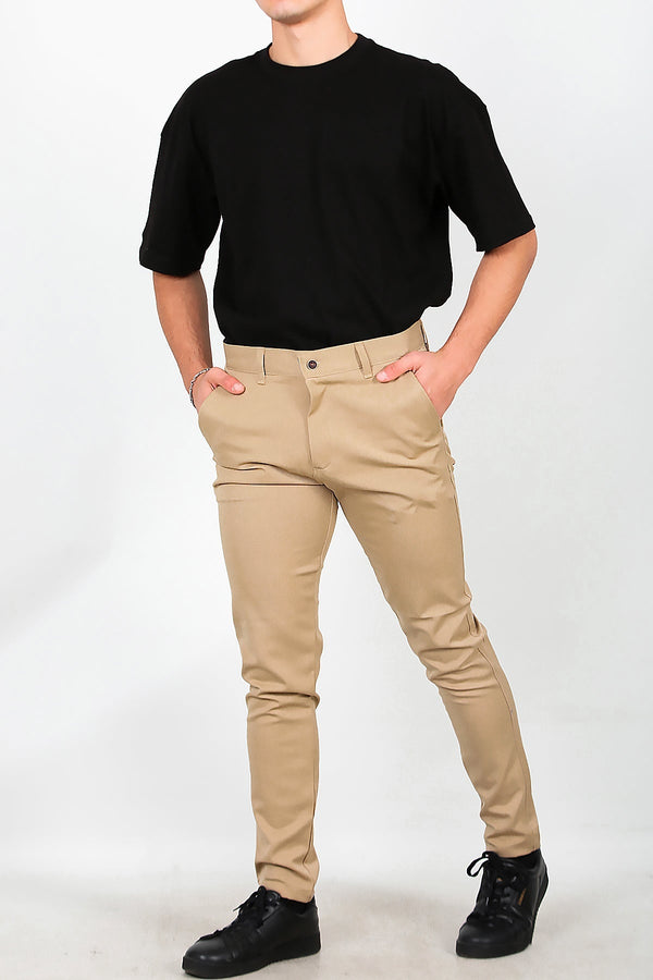 Heren Katoenen Broek — Beige