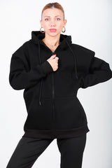 Oversized Zip - Hoodie — Zwart
